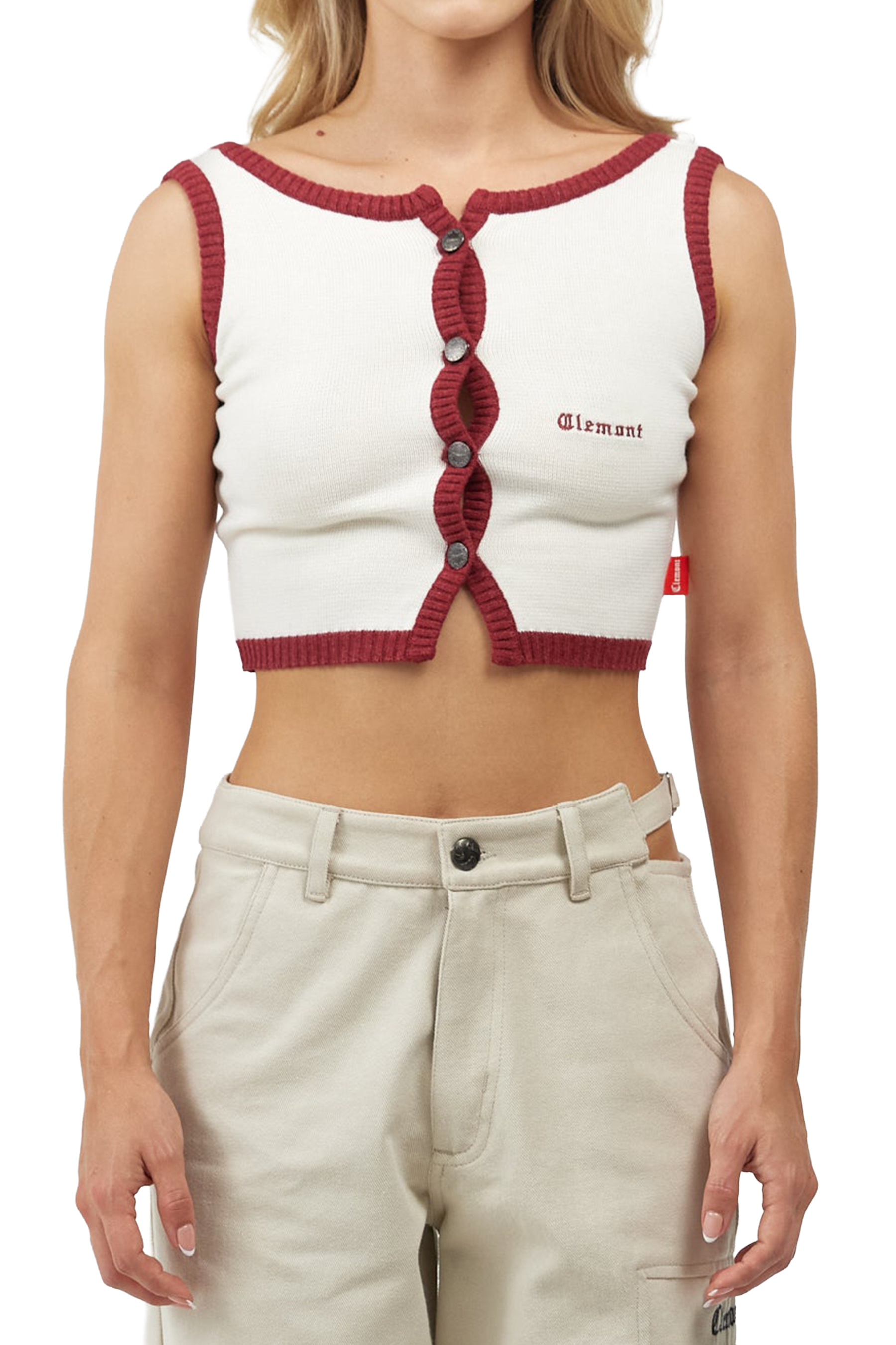CROP TOP WOMEN ELEGANZA CREAM/RED CLEMONT